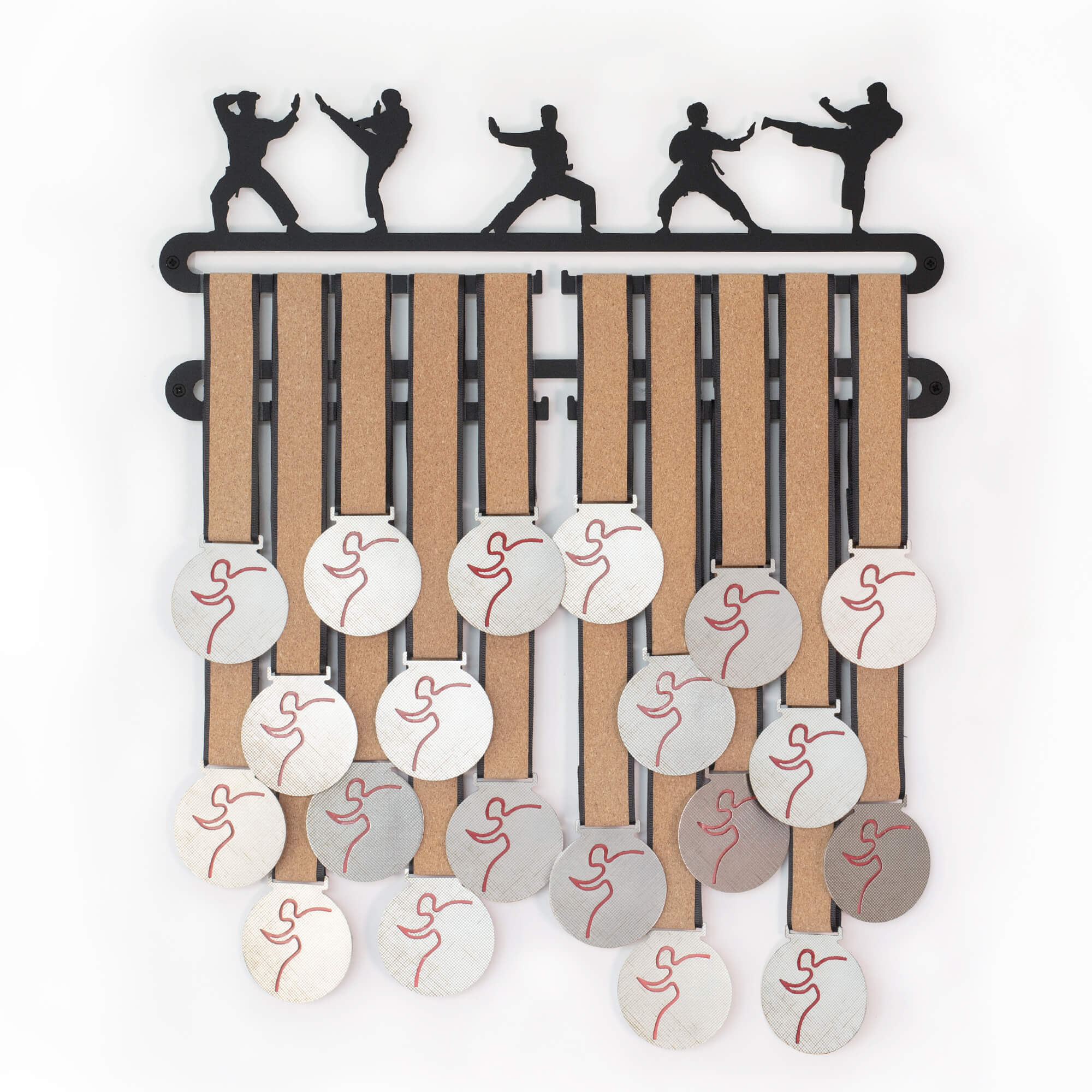 Martial Arts Medal Holder Tang Soo Do An exquisite martial arts medal display featuring a sleek design to showcase achievements. Displayed medals reflect the dedication and skill of a martial artist, creating a visual representation of hard-earned accomplishments. Ideal for enthusiasts and practitioners to celebrate their journey in the world of martial arts.